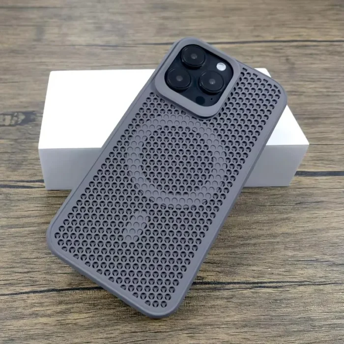 MagSafe Hülle für iPhone 16 15 14 13 12 Pro Max Perforiert Kühl Griffig Orange Blau – Bild 1