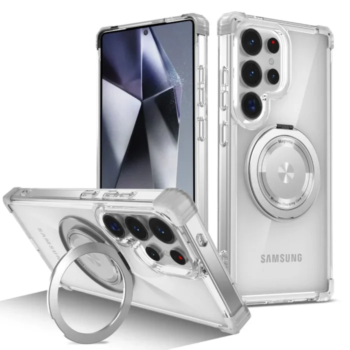 Transparente Galaxy Handyhülle mit Magnetring für Samsung S21-S25 Ultra/Plus – Bild 1