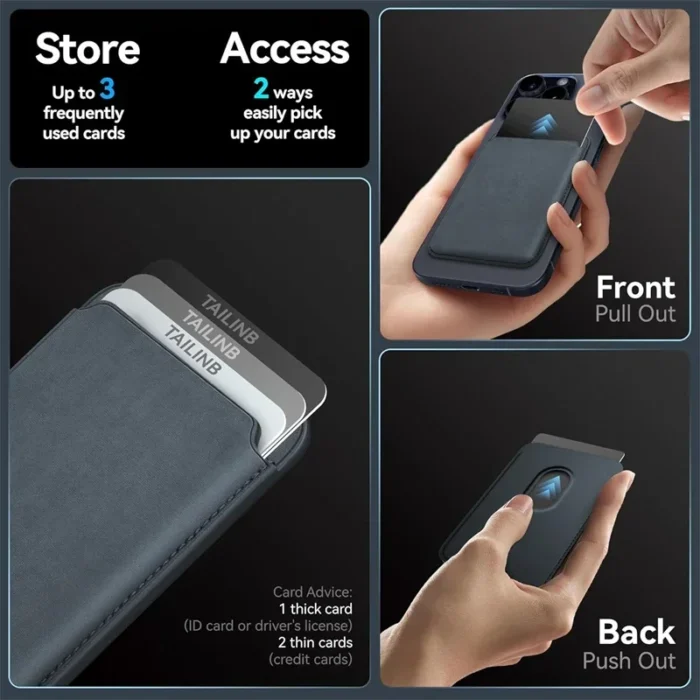MagSafe Kartenhalter für iPhone 12 13 14 15 mit Telefonständer 3 Karten – Bild 3