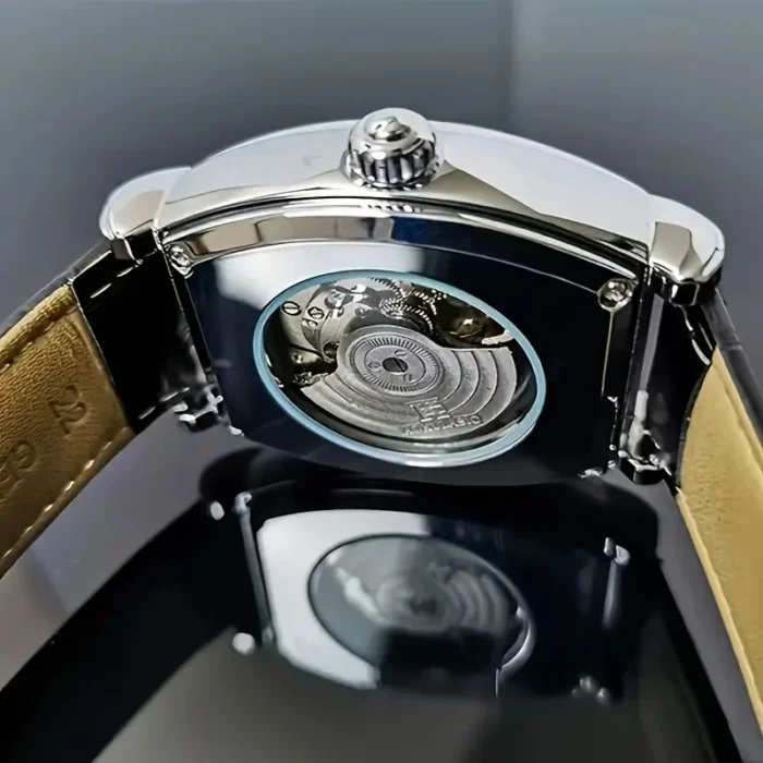 Herren Automatikuhr Skeleton Tonneau 40-44mm Edelstahl mit Kunstlederarmband – Bild 2