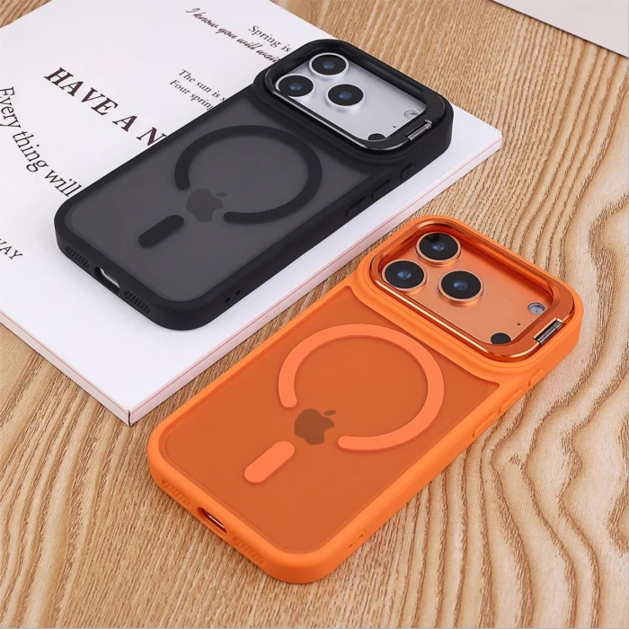 MagSafe Hülle f. iPhone 15 14 13 12 Pro Max matt transparent mit Ständer – Bild 1