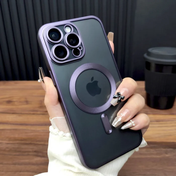 Premium MagSafe Handyhülle für iPhone 16 15 14 13 12 Pro Max transparent mit Metallring Schutz – Bild 3