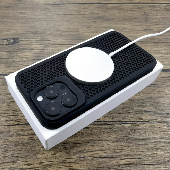 MagSafe Hülle für iPhone 16 15 14 13 12 Pro Max Perforiert Kühl Griffig Orange Blau – Bild 6