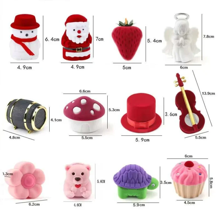 Samt Schmuckbox 16 Designs Ringbox Geschenk für Verlobung Hochzeit Ohrringe – Bild 2