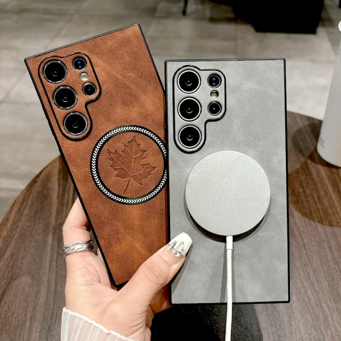 MagSafe Magnet Hülle Leder-Optik für Samsung Galaxy S21 S22 S23 S24 S25 – Bild 6