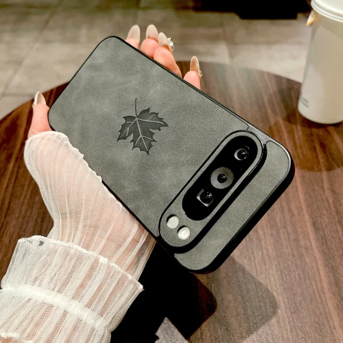 Hülle f. Google Pixel 10 9 8 7 Pro XL A Serie Lederoptik Ahornblatt Motiv – Bild 3