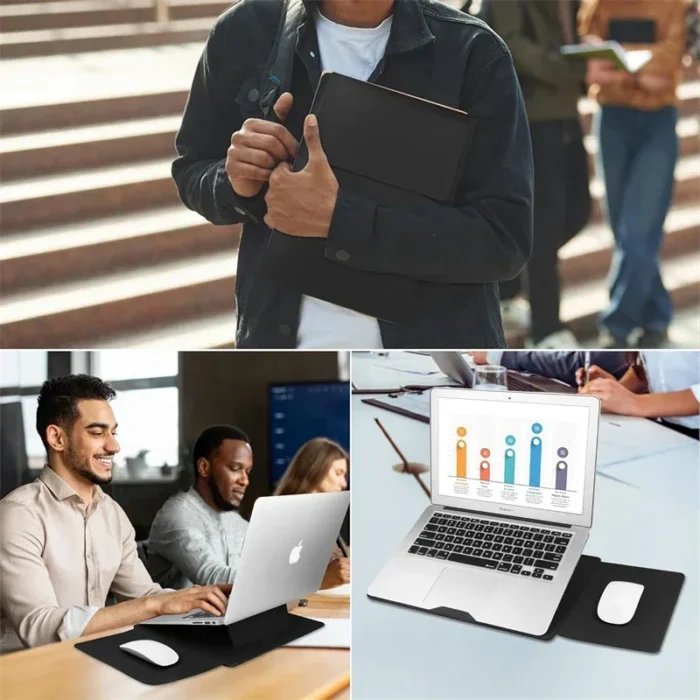 Verstellbare Laptop Hülle mit Ständer MacBook Air Pro 12-16" PU Lederimitat – Bild 4