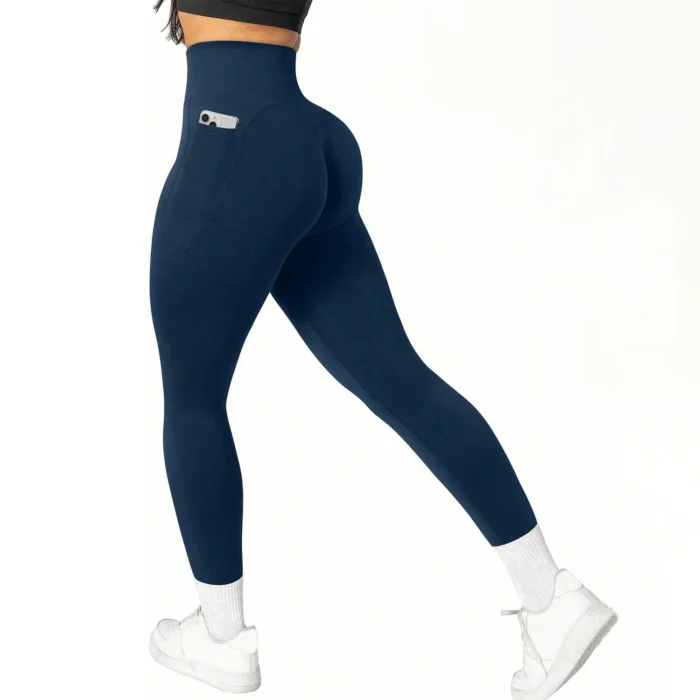 High Waist Yoga Leggings Damen Fitness Sport mit Seitentaschen Figurbetont – Bild 3