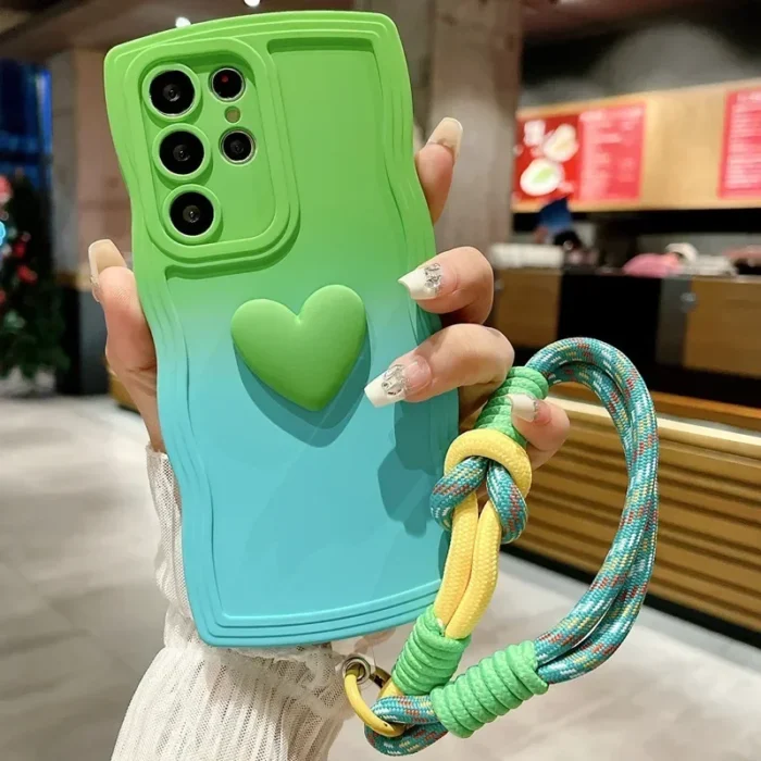 Handyhülle TPU Schutzhülle für Samsung Galaxy S24 Ultra mit Handschlaufe Herz Motiv – Bild 6