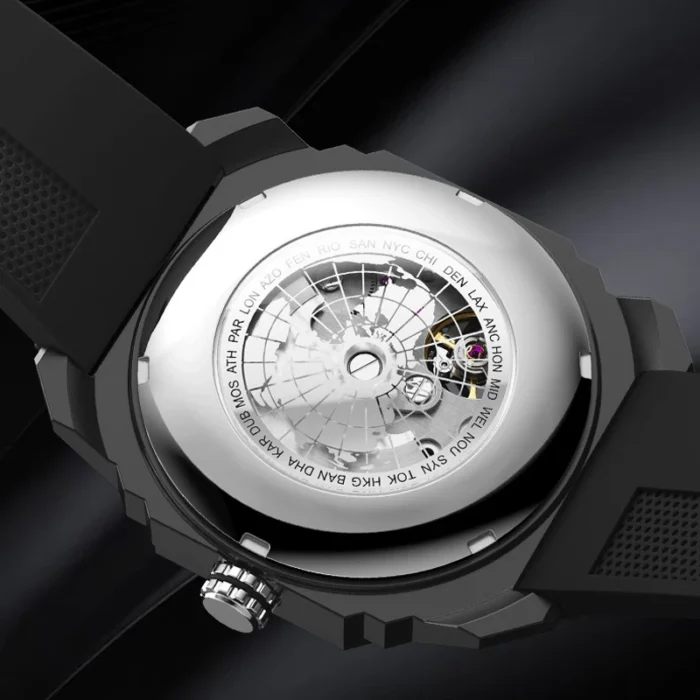 Luxus Automatikuhr Herren 42,5 mm Skelettuhr Weltkarte wasserabweisend Edelstahl – Bild 6