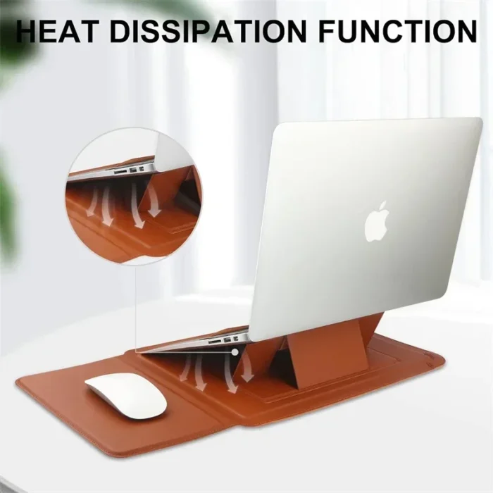 Verstellbare Laptop Hülle mit Ständer MacBook Air Pro 12-16" PU Lederimitat – Bild 5