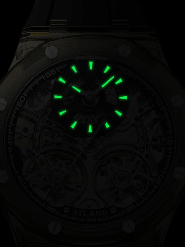 Herren Automatikuhr AILANG Skelett gelb Luminous 43mm wasserdicht – Bild 3