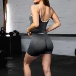 Damen Sport-Set Nahtlos Yoga Shorts High Waist & Crop Top Langarm Fitness – Bild 6