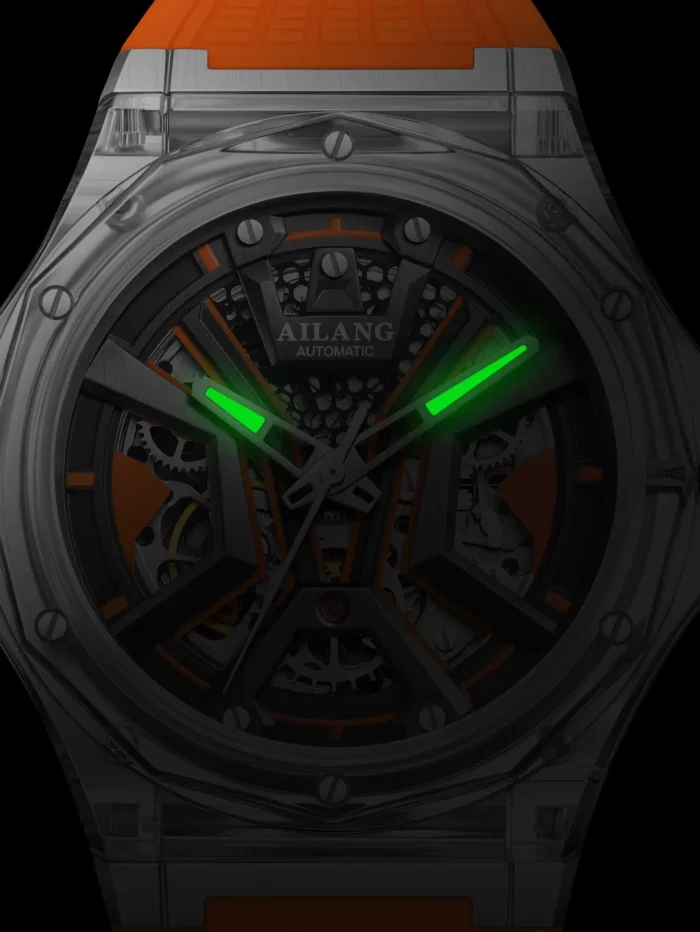 Ailang Automatik Skelettuhr f. Herren Lederarmband wasserdicht 42mm – Bild 4