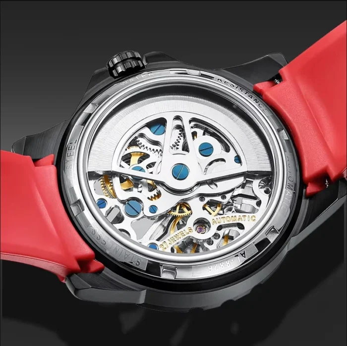 AILANG 8826 Skeleton Herrenuhr Automatik 43mm Edelstahl Mineralglas Silikonband – Bild 5