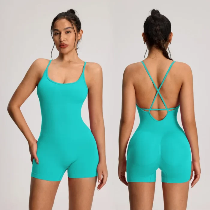 kf-S6af9ac5d5cc946f8a9f9d0f82e1e8034k-1.webp Ärmelloser Damen Bodysuit Slim Fit Yoga Sport Einteiler Nahtlos Atmungsaktiv – Bild 1