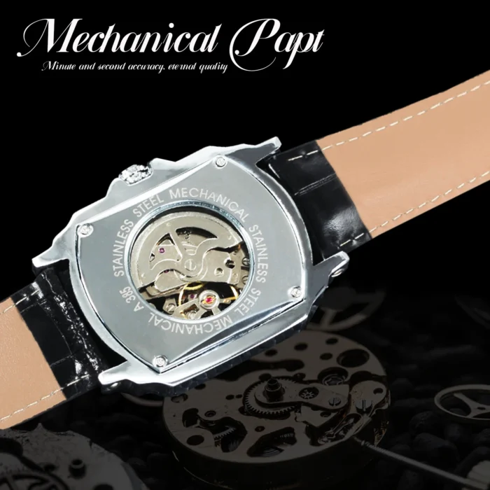 Herrenuhr Automatik Skelettuhr Lederarmband Wasserdicht 3ATM Business Casual – Bild 5