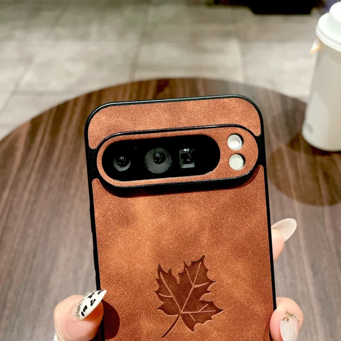 Hülle f. Google Pixel 10 9 8 7 Pro XL A Serie Lederoptik Ahornblatt Motiv – Bild 6