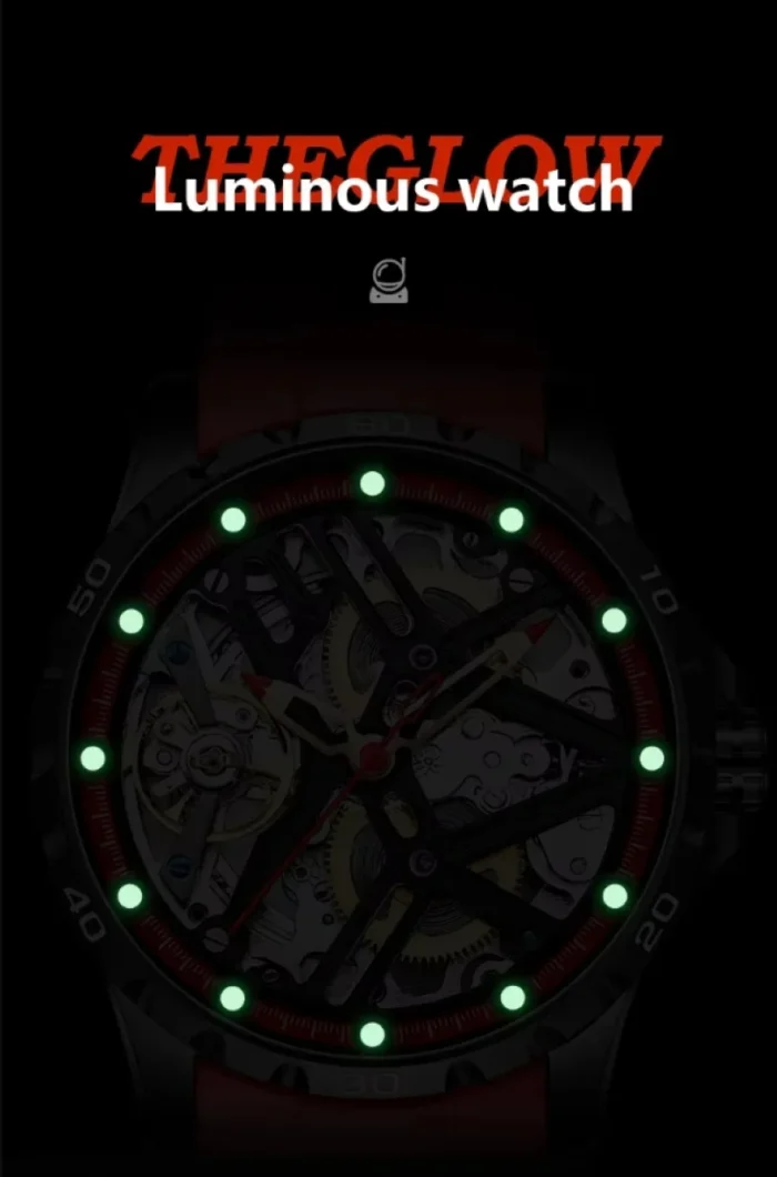 AILANG 8826 Skeleton Herrenuhr Automatik 43mm Edelstahl Mineralglas Silikonband – Bild 6