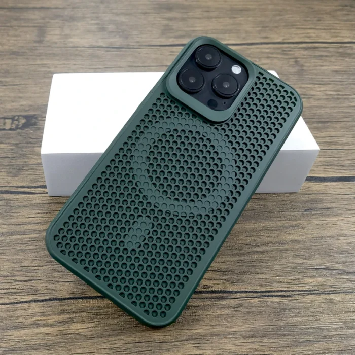 MagSafe Hülle für iPhone 16 15 14 13 12 Pro Max Perforiert Kühl Griffig Orange Blau – Bild 2