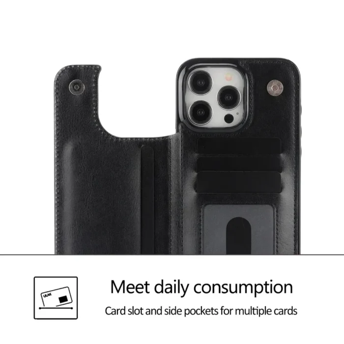 Wallet Case f. iPhone 16 15 14 13 12 Pro Max Flipcover mit Kartenfach Standfunktion – Bild 4