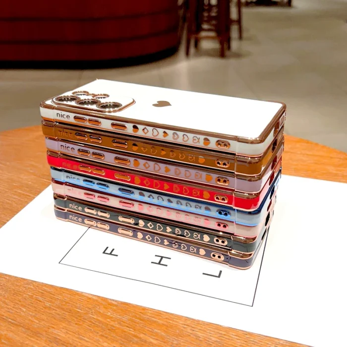 Stylische Handyhülle mit Herz Muster & Metall Rand für Samsung Galaxy S25 S24 S23 S22 – Bild 5