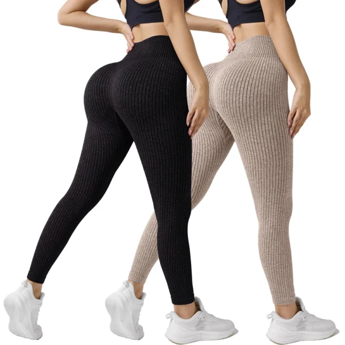 High Waist Yoga Leggings Damen Seamless Sport Hose Tummy Control Butt Lifting – Bild 3