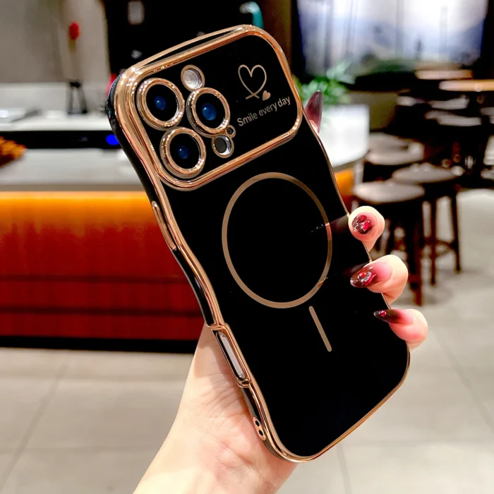 MagSafe iPhone Hülle 16 15 14 13 12 11 Pro Max glänzend mit "Smile" Aufdruck – Bild 1