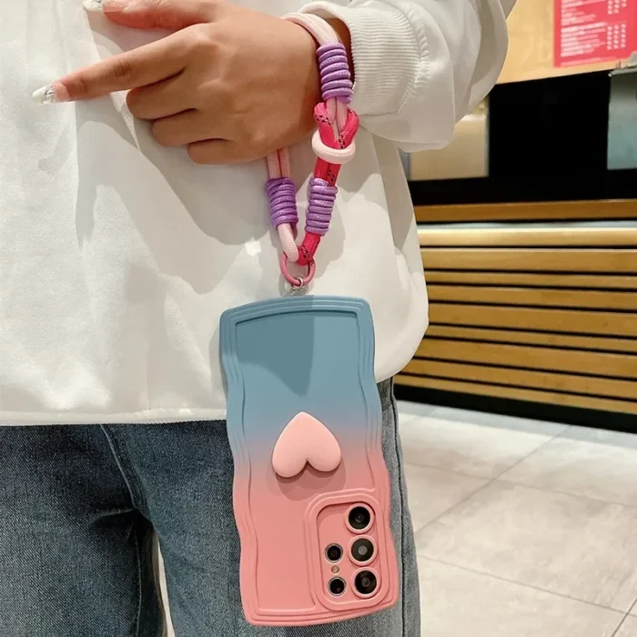 Handyhülle TPU Schutzhülle für Samsung Galaxy S24 Ultra mit Handschlaufe Herz Motiv – Bild 4