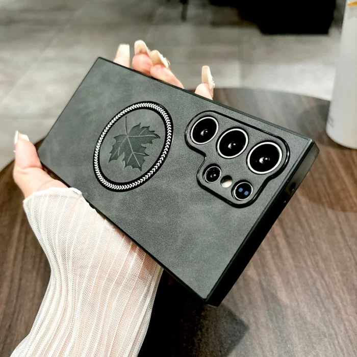 MagSafe Magnet Hülle Leder-Optik für Samsung Galaxy S21 S22 S23 S24 S25 – Bild 2