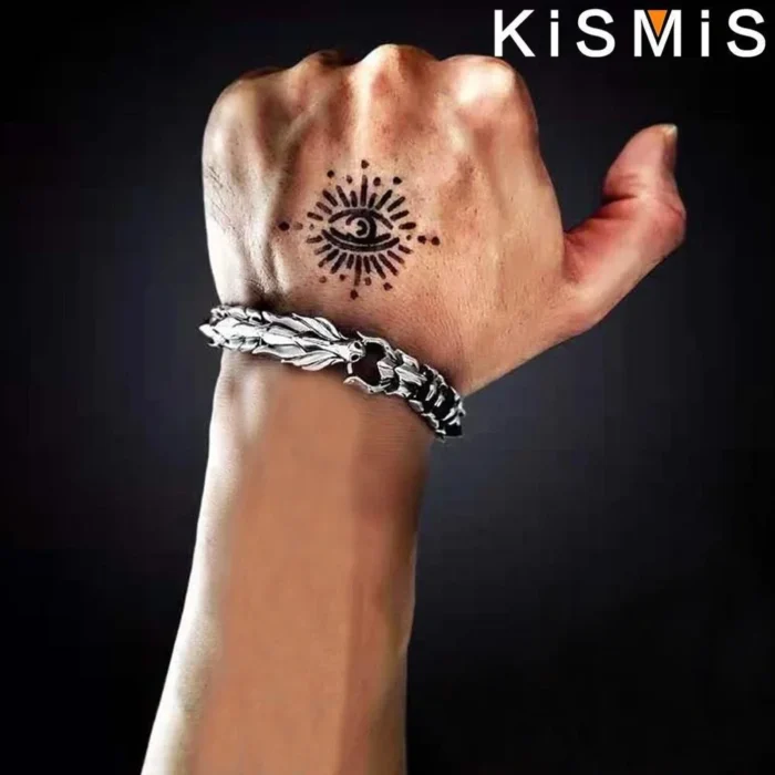 Herren Drachen Armband Edelstahl Panzerkette Biker Gothic Manschette Geschenk – Bild 2