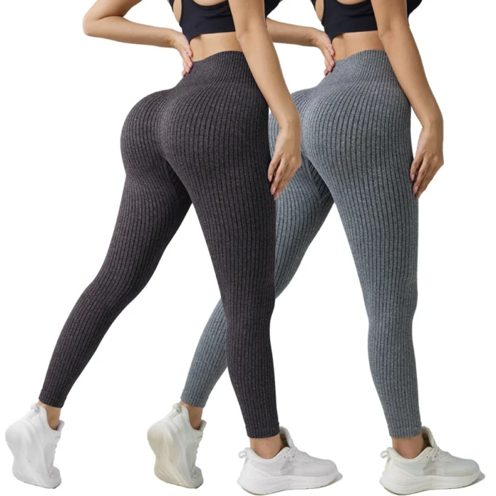High Waist Yoga Leggings Damen Seamless Sport Hose Tummy Control Butt Lifting – Bild 4