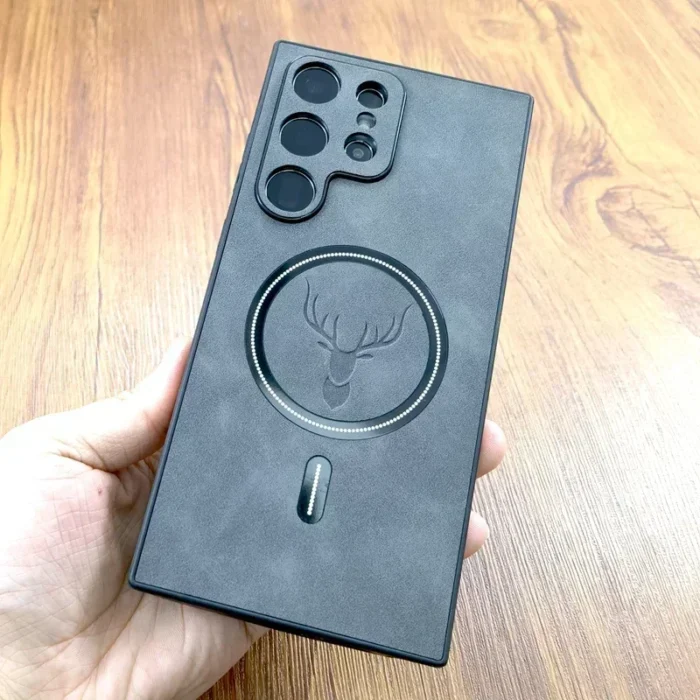 Hülle f. Samsung S24 S23 Lederoptik MagSafe Case Hirsch Design – Bild 5