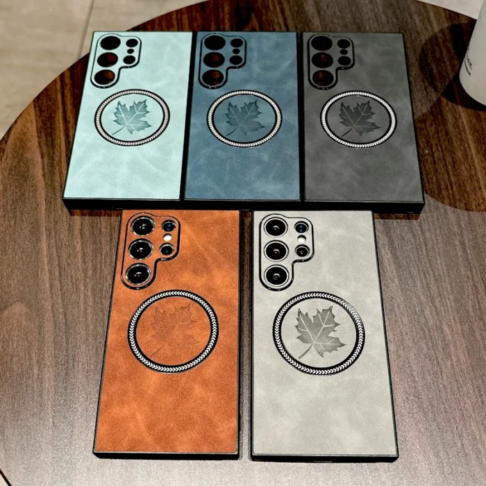 MagSafe Magnet Hülle Leder-Optik für Samsung Galaxy S21 S22 S23 S24 S25 – Bild 5