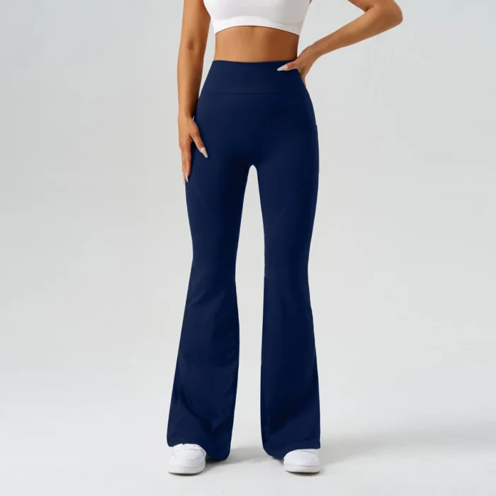 Flared Yoga Pants Damen High Waist Seamless mit Taschen Tummy Control Sport – Bild 3