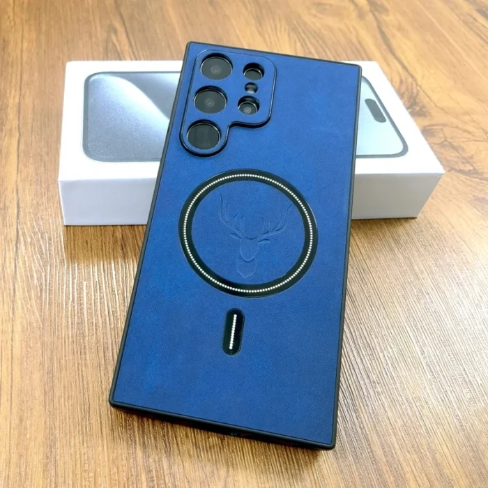 MagSafe Handyhülle für Samsung Galaxy S24 S23 Kunstleder Cover mit Hirsch Motiv – Bild 4