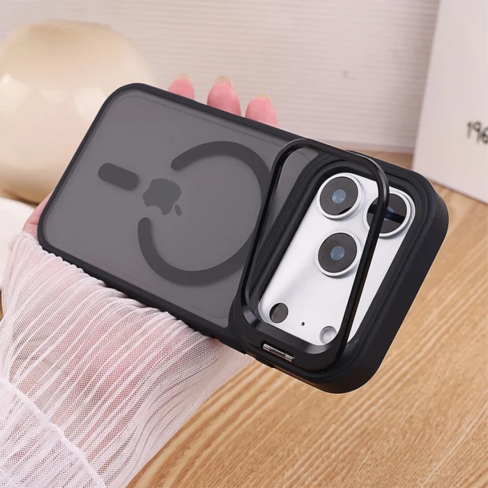 MagSafe Hülle f. iPhone 15 14 13 12 Pro Max matt transparent mit Ständer – Bild 2