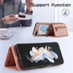 Wallet Case für Samsung Galaxy Z Flip 3 4 5 6 mit Kartenfach, Münztasche und abnehmbarem Schulterriemen – Bild 4