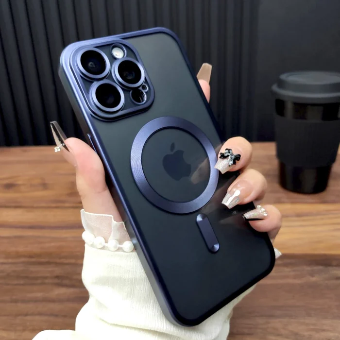 Premium MagSafe Handyhülle für iPhone 16 15 14 13 12 Pro Max transparent mit Metallring Schutz – Bild 2