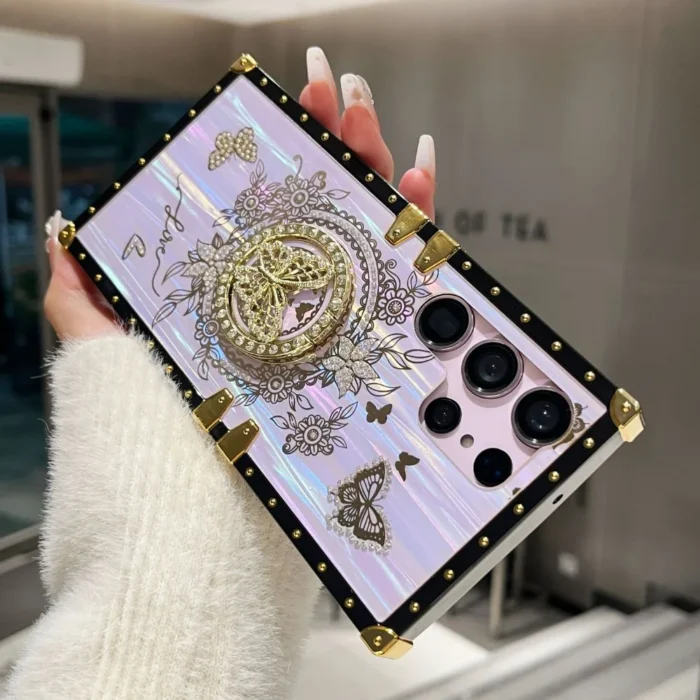 Luxus Perlmutt Glitzer Hülle mit Ringhalter für Samsung Galaxy S21 S22 S23 S24 S25 – Bild 2