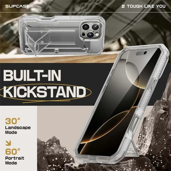 SupCase Unicorn Beetle Pro iPhone 16 Pro Max Hülle mit Kickstand Gürtelclip Bildschirmschutz – Bild 3