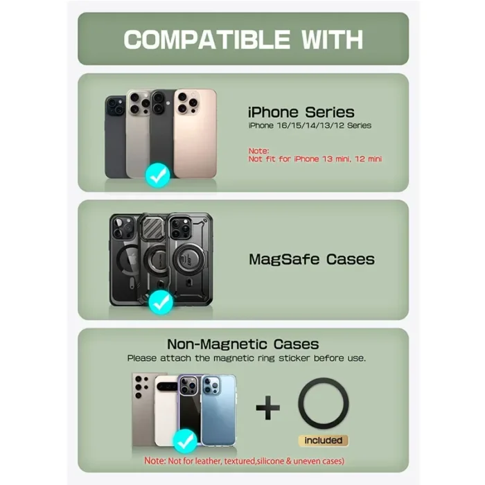 SUPCASE Magnet Wallet Case für iPhone 12 13 14 15 16 mit Ständer & RFID Schutz – Bild 2