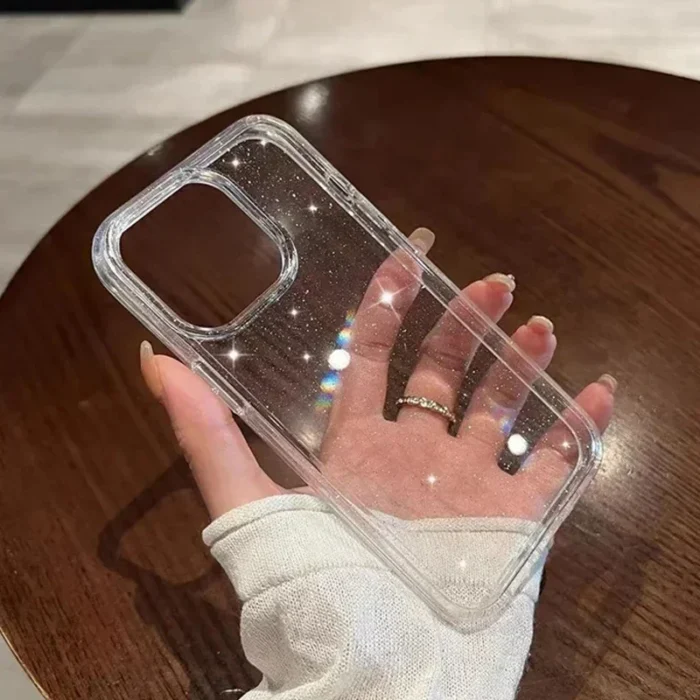 iPhone 16 Pro Max Hülle Rosa Glitzer transparent weich Bling für 13 14 15 Pro – Bild 5