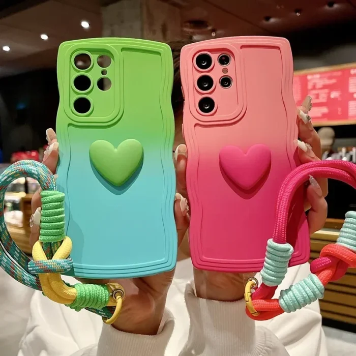 Handyhülle TPU Schutzhülle für Samsung Galaxy S24 Ultra mit Handschlaufe Herz Motiv – Bild 2