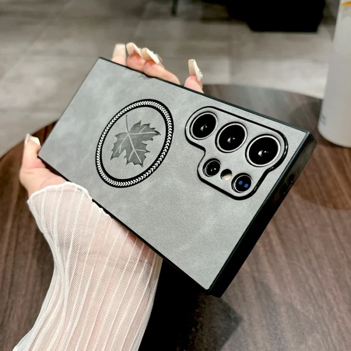 MagSafe Magnet Hülle Leder-Optik für Samsung Galaxy S21 S22 S23 S24 S25 – Bild 3