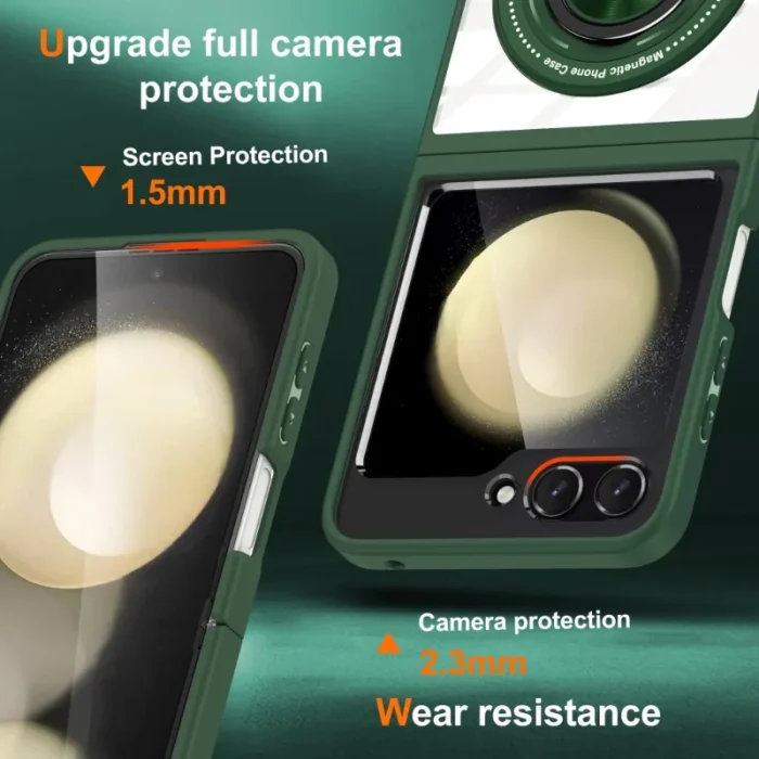 360° Magnet Hülle f. Samsung Galaxy Z Flip6 Z Flip5 Ringhalter transparent – Bild 2