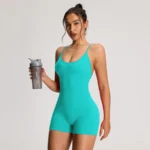 Ärmelloser Damen Bodysuit Slim Fit Yoga Sport Einteiler Nahtlos Atmungsaktiv – Bild 2