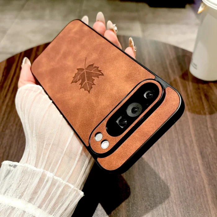 Hülle f. Google Pixel 10 9 8 7 Pro XL A Serie Lederoptik Ahornblatt Motiv – Bild 2