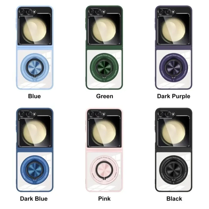 360° Magnet Hülle f. Samsung Galaxy Z Flip6 Z Flip5 Ringhalter transparent – Bild 6