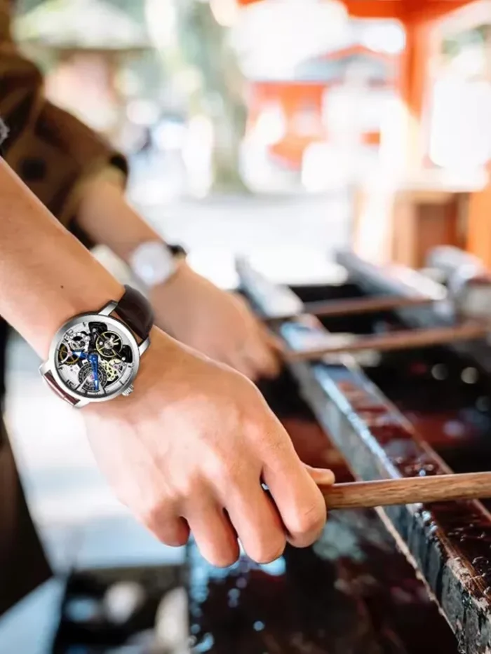 AILANG AL-6811 Herrenuhr Automatik Skelett 40mm Wasserabweisend 3 Bar Lederarmband – Bild 4